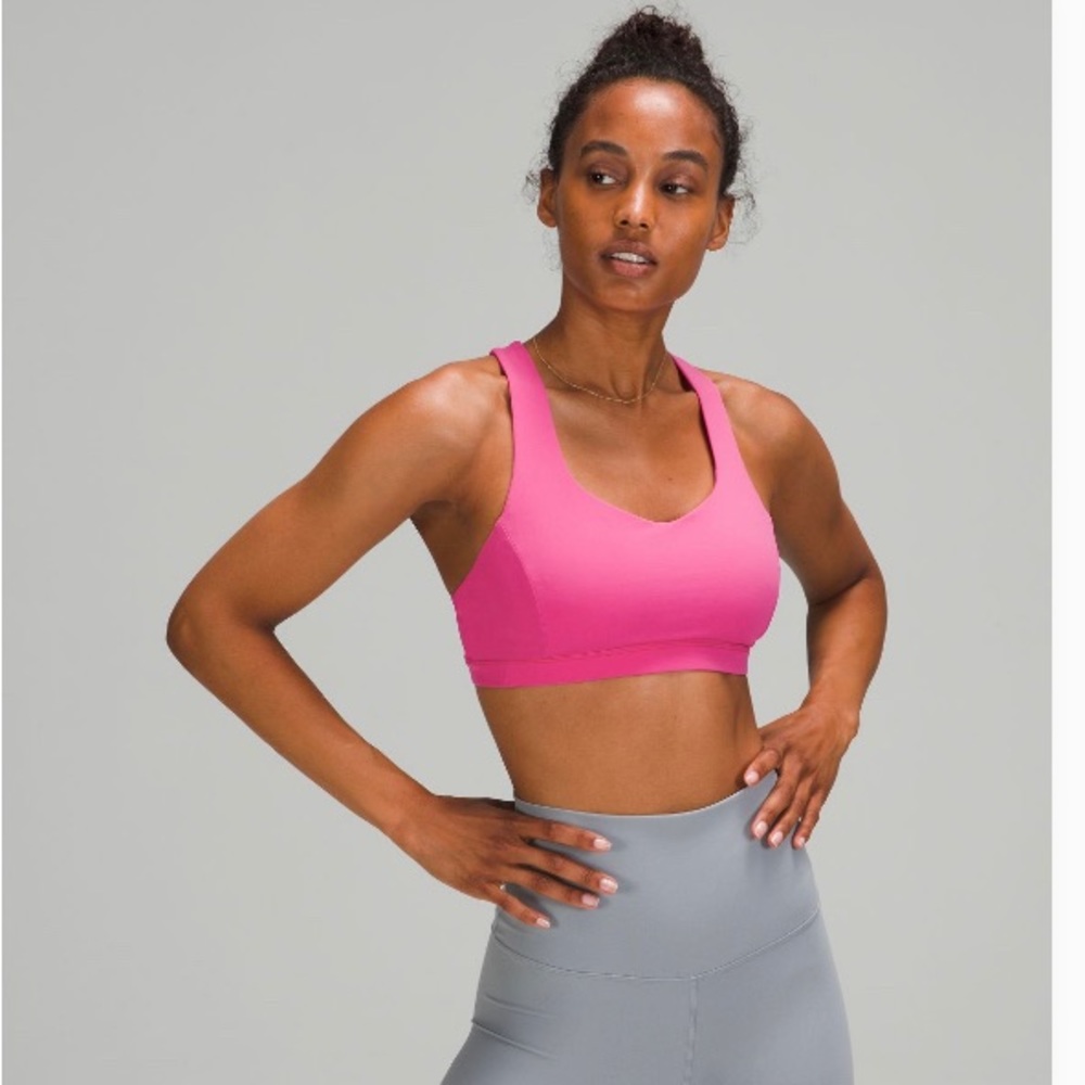 Sonic Pink Lululemon free to be serene bra, size 6